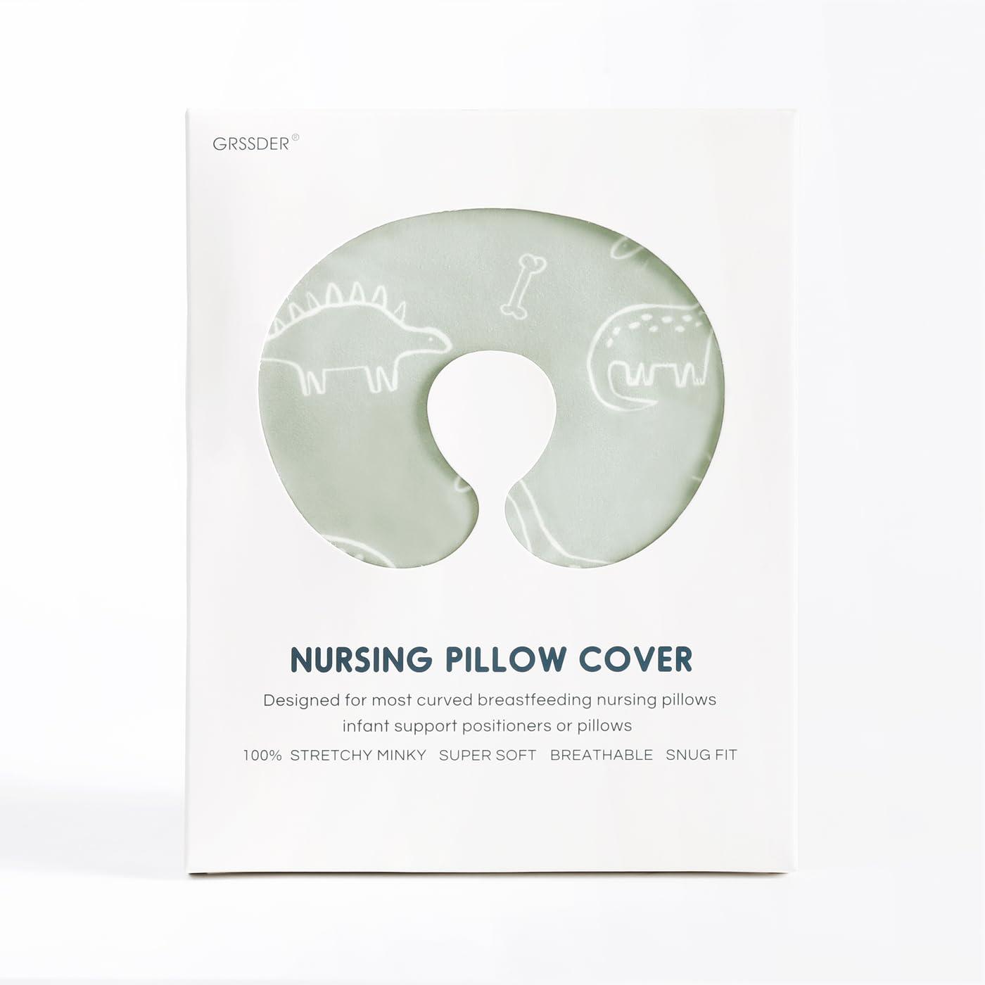 GRSSDER Nursing Pillow Cover Stretchy Minky Removable Nursing Covers for Breastfeeding Pillows, Ultra Soft Comfortable Slipcover for Boy and Girls, Dinosaurs Print - Image 2