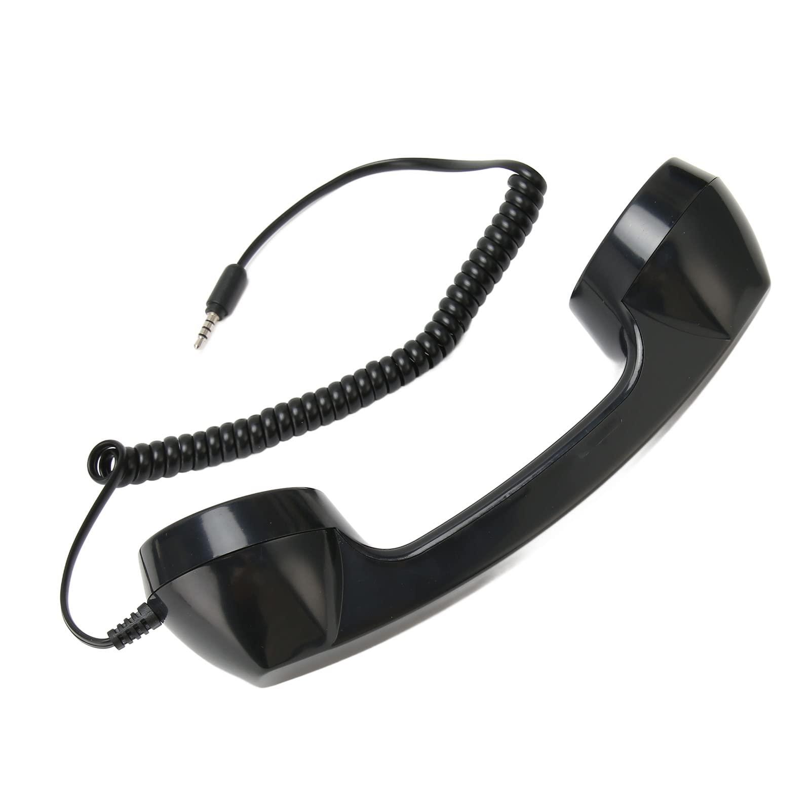 Retro Phone Handset, One Touch Answer, Radiation Proof 3.5mm Sound Plug with 1m Coiled Cord, Suitable for All Smartphones and Computers (Black) - Image 4