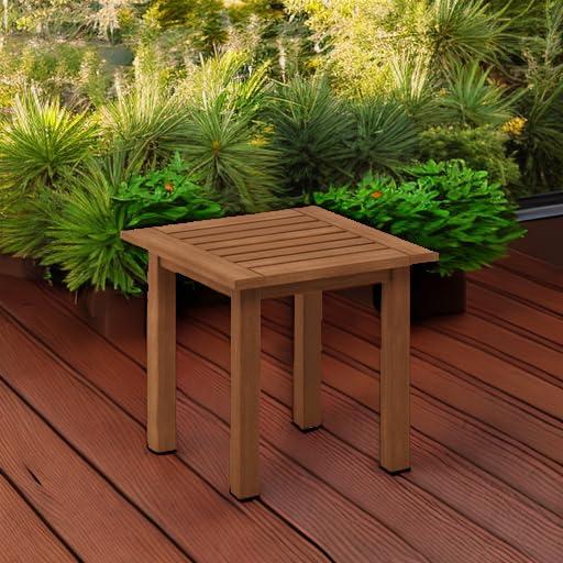 Furinno FG18506 Tioman Hardwood Patio Furniture Outdoor End Table, Natural - Image 5
