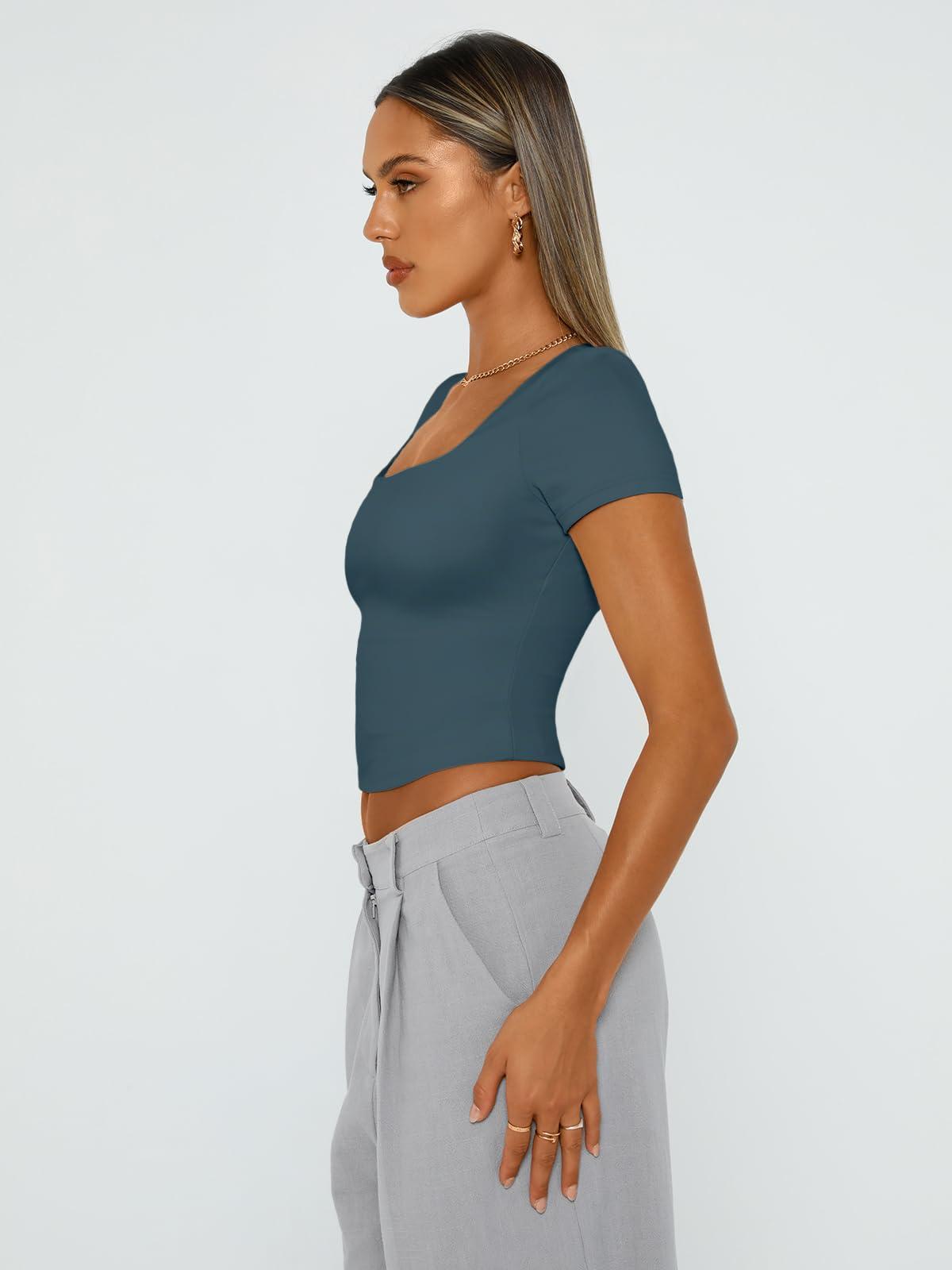 Trendy Queen Tshirts Shirts for Women Double Lined Going Out Crop Tops 2025 Spring Summer Workout Y2k Clothes Beach Fashion - Image 3
