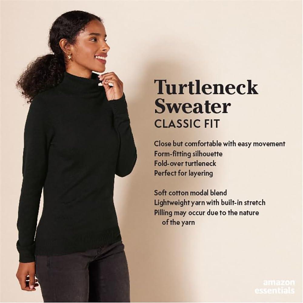 Amazon Essentials Women's Classic-Fit Lightweight Long-Sleeve Turtleneck Sweater (Available in Plus Size) - Image 2