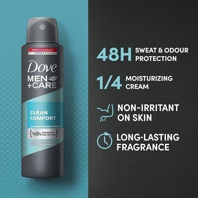 Dove Men+Care Antiperspirant Dry Spray Deodorant for Men Clean Comfort 48 Hour Sweat and Body Odor Protection 3.8 oz 3 Count - Image 5