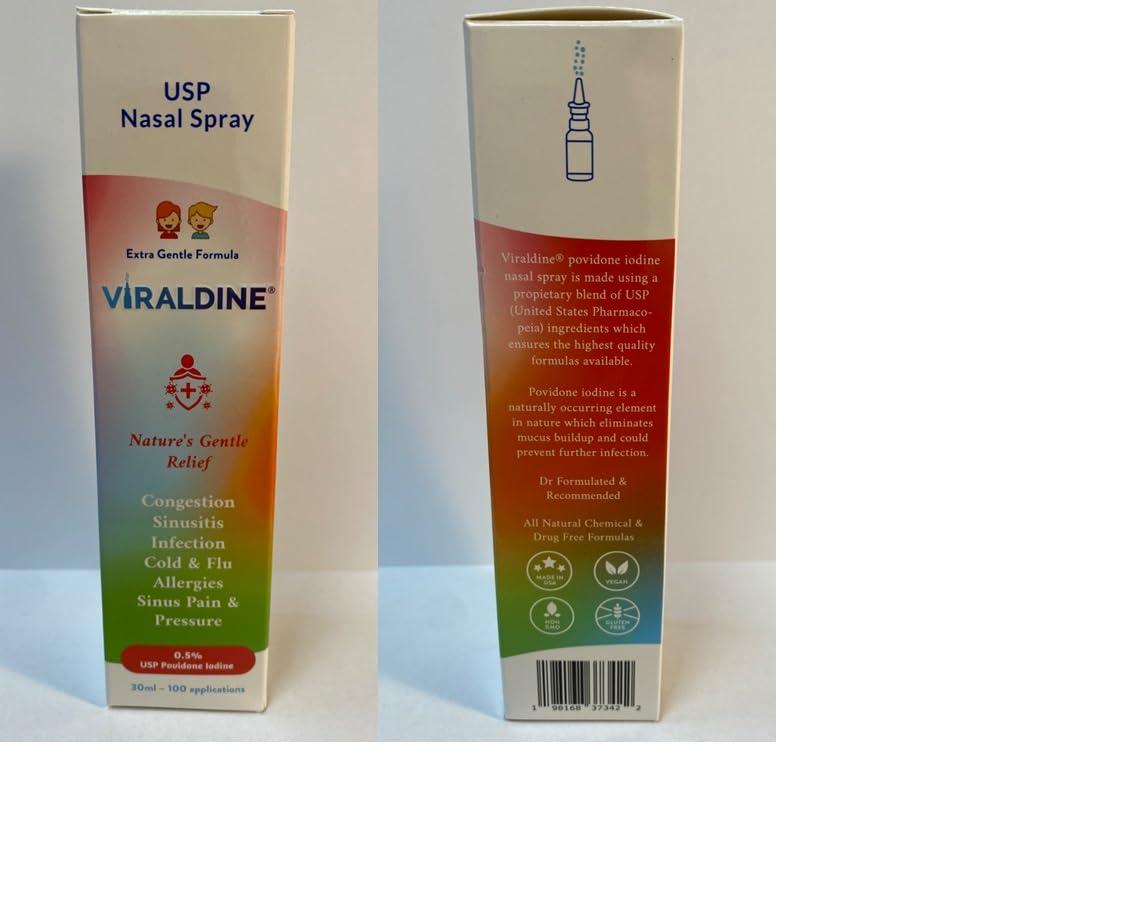 VIRALDINE 0.5% Povidone-Iodine Nasal Spray, Rapid Relief Formula, Helps with Daily Congestion, 100 Applications, 30ml - Image 7