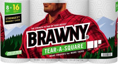 Brawny® Tear-A-Square® Paper Towels, 8 Double Rolls = 16 Regular Rolls - Image 4