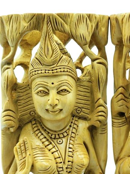 Kadam Kala Hand Carved Wooden Lakshmi Ganesh Idol Set, Handcrafted Hindu God & Goddess Statues for Worship, Home Temple, Spiritual Decor, Traditional Indian Murti, Office Desk Decorative Showpiece - Image 3
