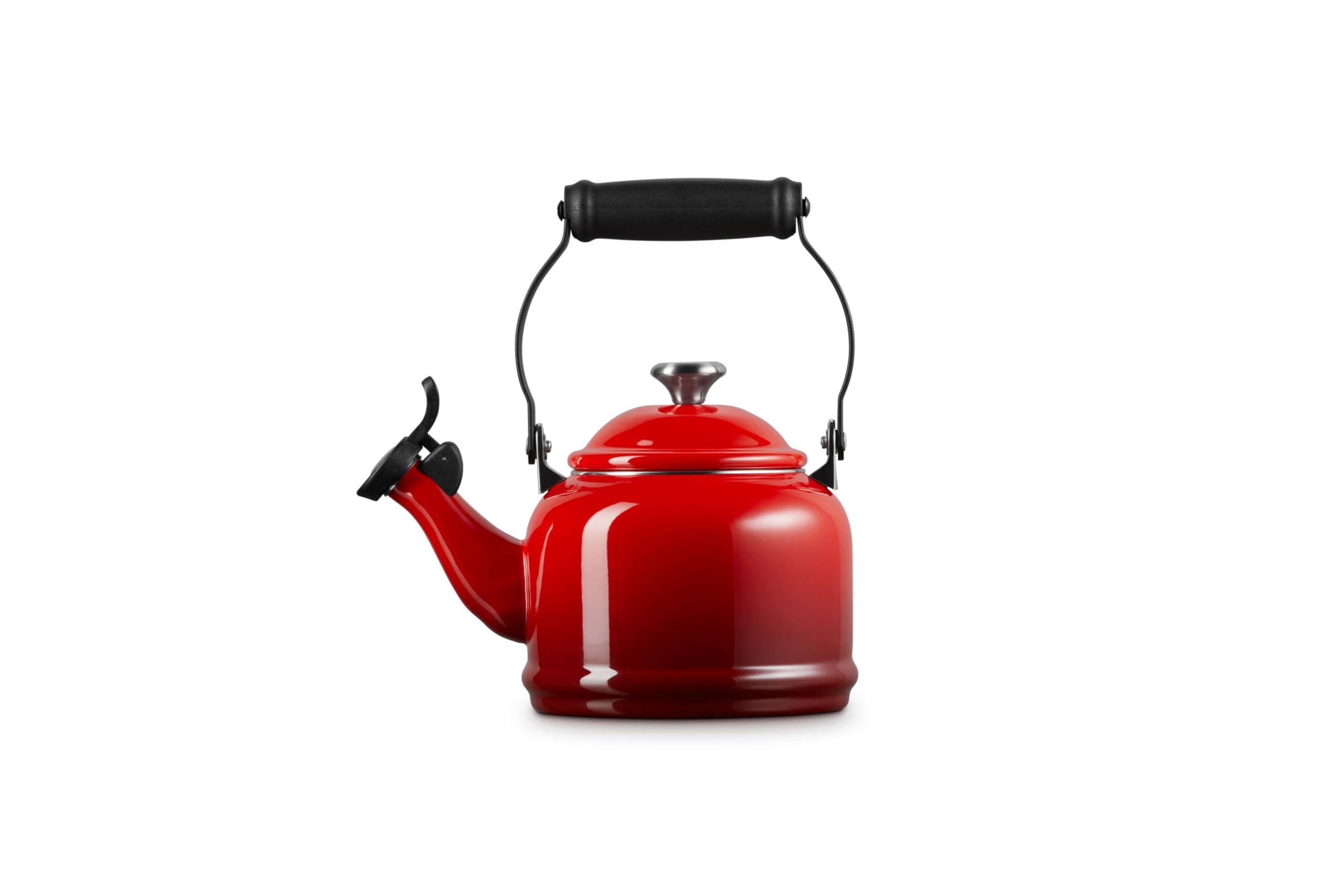 Le Creuset Enamel On Steel Demi Tea Kettle with Metal Finishes, 1.25 qt, Cerise - Image 5