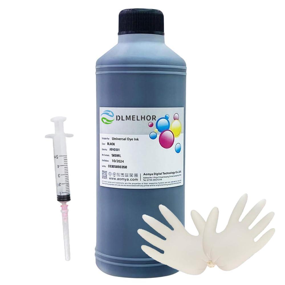 Ink Refill Kit 500ml Black Universal Dye Bulk Ink Refill Kit for HP Canon Epsn Brother Lexmark Samsung Dell Kodak Inkjet Printers Compatible Cartridges Refillable Cartridge CISS CIS System