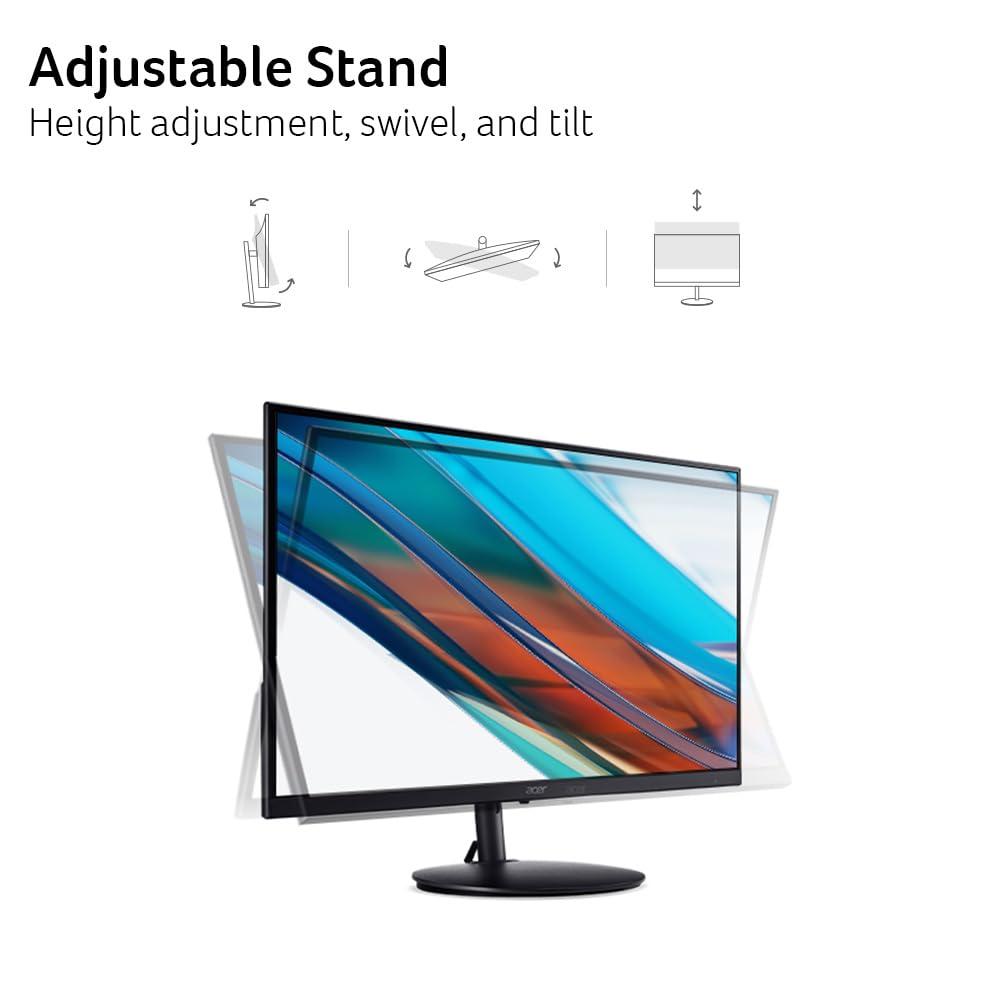 Acer SH242Y Ebmihx 23.8" FHD 1920x1080 Home Office Ultra-Thin IPS Computer Monitor AMD FreeSync 100Hz Zero Frame Height/Swivel/Tilt Adjustable Stand Built-in Speakers HDMI 1.4 & VGA Port - Image 2