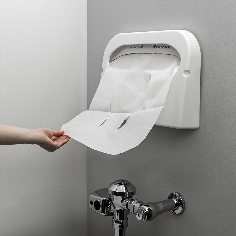 Hospeco Flushable Toilet Seat Covers - 1000 Pcs, 4 Packs of 250 - Disposable Paper Discreet Seats for Commercial Wall Dispenser, 16.75 x 14.25 Half-Fold, White - Image 7
