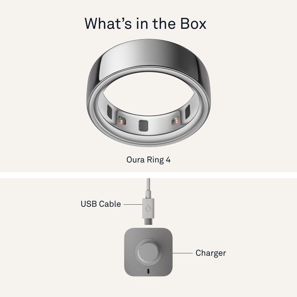 Oura Ring 4 - Silver - Size 4 - Smart Ring - Size First with Oura Ring 4 Sizing Kit - Sleep Tracking Wearable - Heart Rate - Fitness Tracker - Up to 8 Days of Battery Life - Image 7