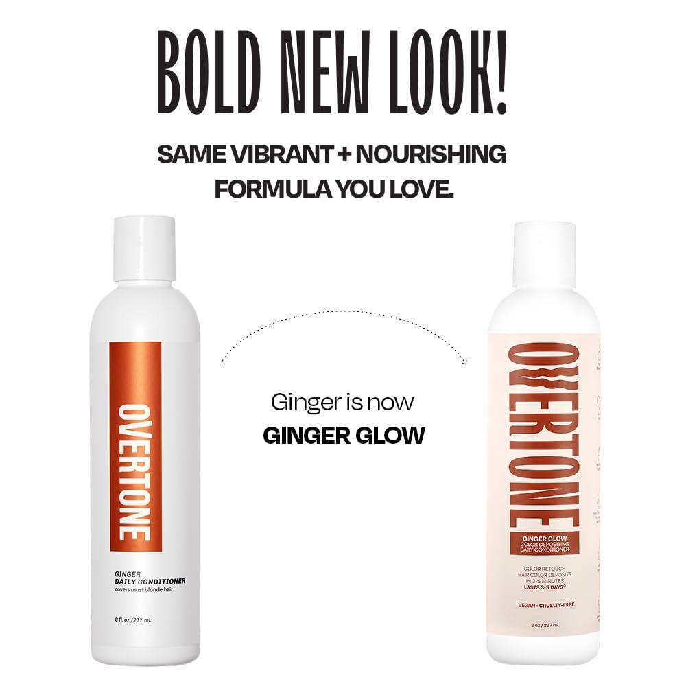 Overtone Daily Color Depositing Conditioner for Dyed & Natural Hair - 8oz Temporary Coloring with Shea Butter & Coconut Oil - Refresh Color & Prevent Fading - Vegan & Cruelty-Free, Ginger Glow - Image 4