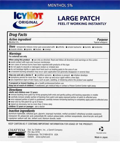 Icy Hot Medicated Patch Extra Strength Pain Relief Patch for Back or Large Area, 5 Count - Image 3