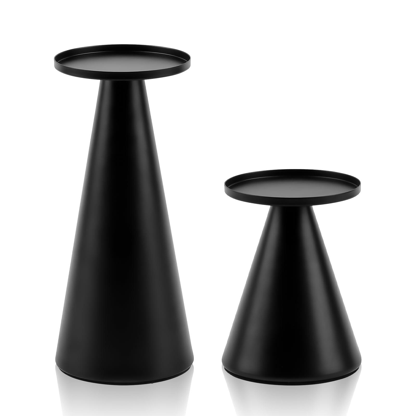 Black Metal Pillar Candle Holder Set of 2 Mothers Day,Modern Iron Pillar Candle Stand for Table Centerpiece Wedding Dinning Home Decor Gift