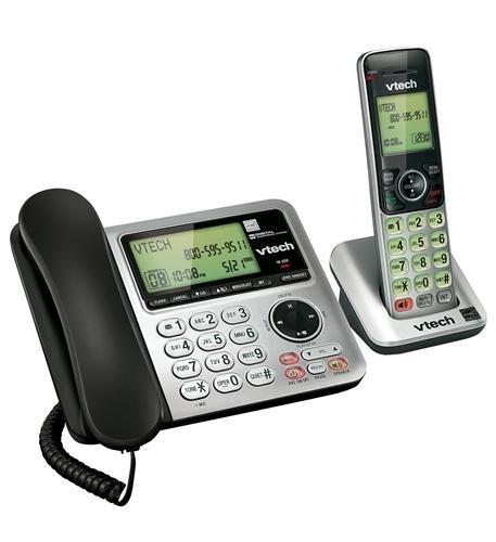 VTech CS6649 DECT 6.0 Expandable Corded/Cordless Phone with Answering System and Caller ID/Call Waiting, Silver/Black with 1 Handset - Image 2