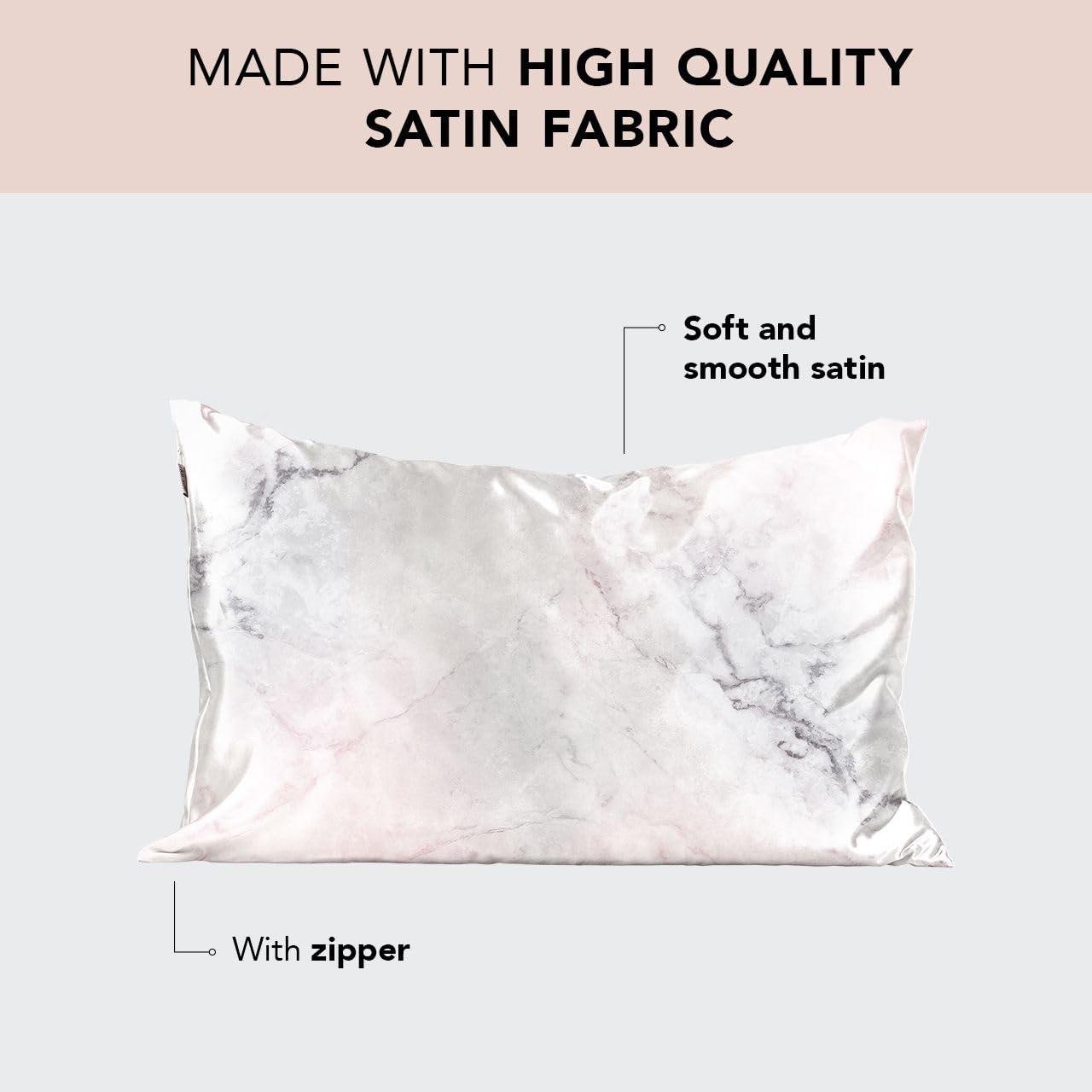 Kitsch Satin Pillowcase with Zipper for Hair & Skin, Softer Than Silk Pillow Cases Queen, Wrinkle-Free, Smooth and Cooling Satin Pillow Covers, Standard Size 19"x26", Marble - Image 2