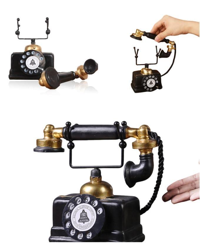 7 inch Creative Retro Telephones European Resin Rotary Dialing Telephone Decoration Cafe Bar Window Decorative Home Decoration Props (L: 7 1/4 inch X W: 3 1/8 inch X H: 6 1/4 inch) - Image 6