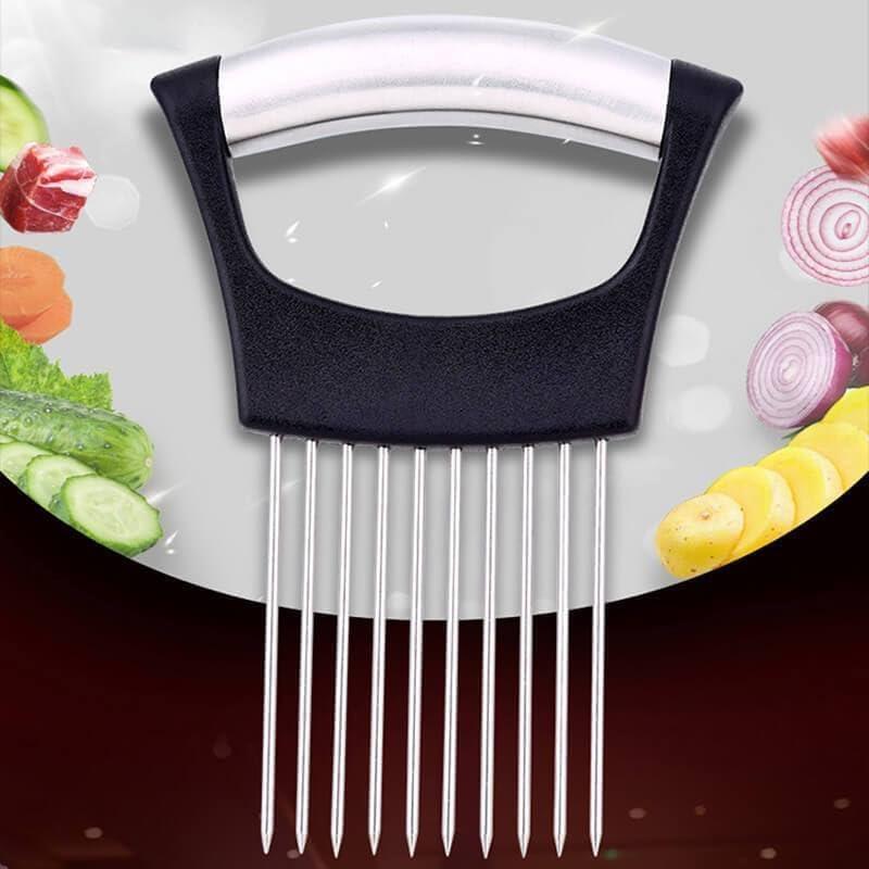 Stainless Steel Onion Slice Holder, Lemon Slicer Vegetable Cutter, Chopper Slicing Assistant Tool for Meat, Onion, Potato, Tomato Home Kitchen Tools (1 PCS) - Image 2