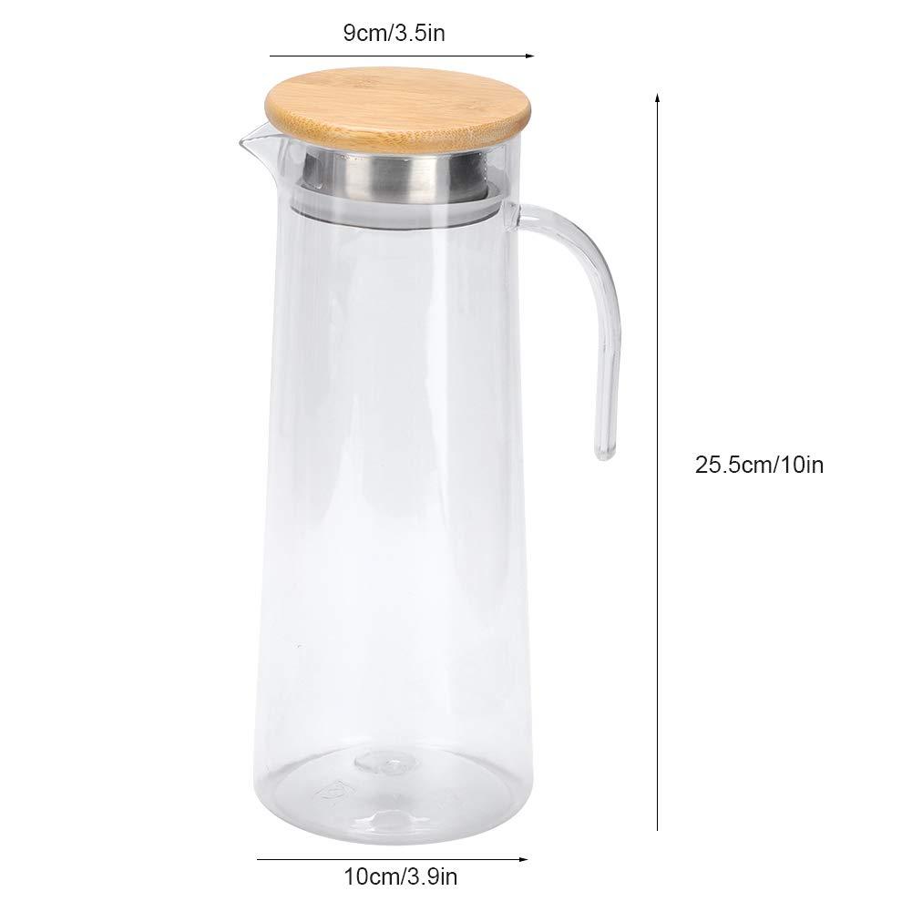 Acrylic Water Pitcher with Lid, 40 Oz Plastic Transparent Iced Tea Water Jug Drink Pitcher Beverage Carafe Pitchers for Juice Tea Coffee Milk(Bamboo Lid) - Image 3