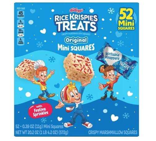 Rice Krispies Treats Holiday Mini Marshmallow Cereal Bars, 52 Count