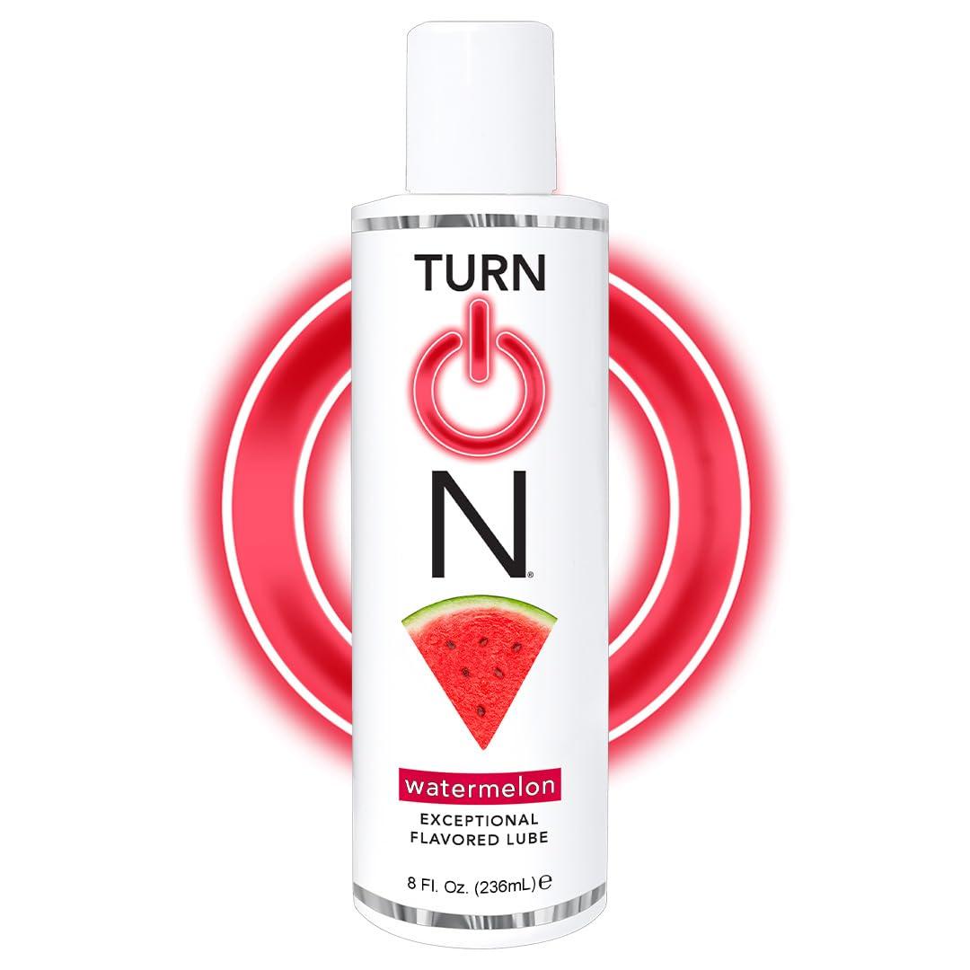Turn On Watermelon Flavored Water-Based Personal Lubricant | Condom Safe, Sugar-Free Premium Lube for Men, Women, and Couples, 8 fl oz
