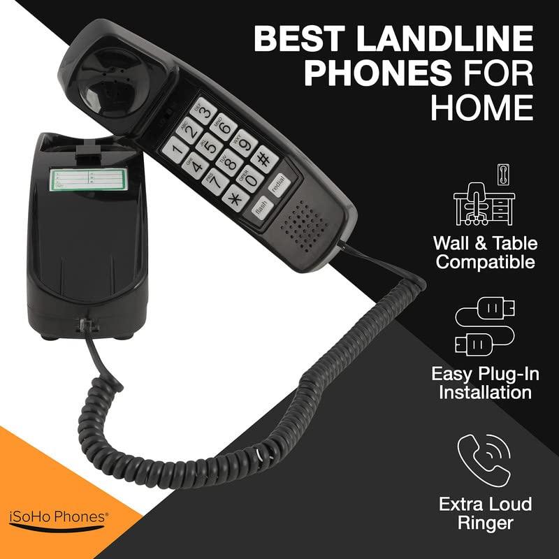 iSoHo Big Button Corded Phone for Seniors – Easy-to-Use Landline with Lighted Keypad, Ergonomic Handset & No Power Needed – Retro Home Phone for Elderly, Visually Impaired & Hard of Hearing, Black - Image 6