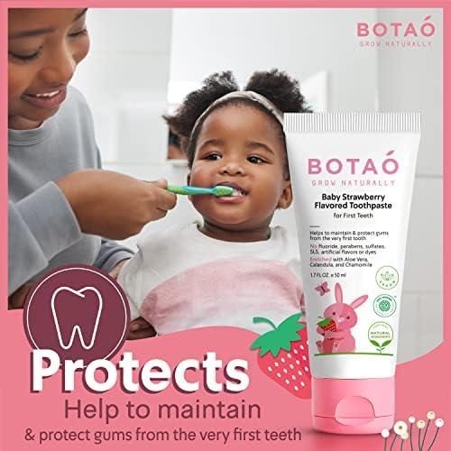 BOTAO Fluoride Free Toddler Toothpaste | Strawberry Flavored - Training Toothpaste for Toddlers | EWG Verified, Vegan, SLS Free, Safe to Swallow, Aloe Vera (2Pack) - Image 4