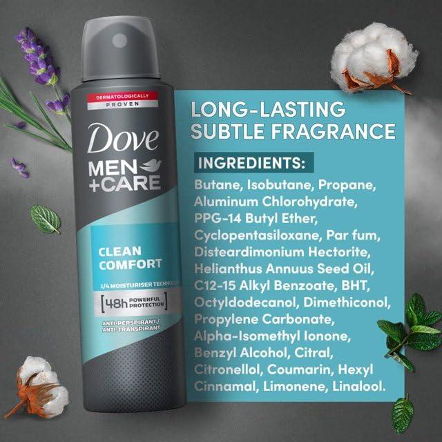 Dove Men+Care Antiperspirant Dry Spray Deodorant for Men Clean Comfort 48 Hour Sweat and Body Odor Protection 3.8 oz 3 Count - Image 3