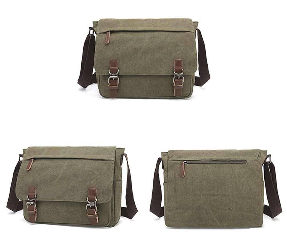 Sechunk Canvas Vintage Messenger Bag Shoulder bag Leather Large Travel Crossbody bags for men women 15inch Laptop - Image 2