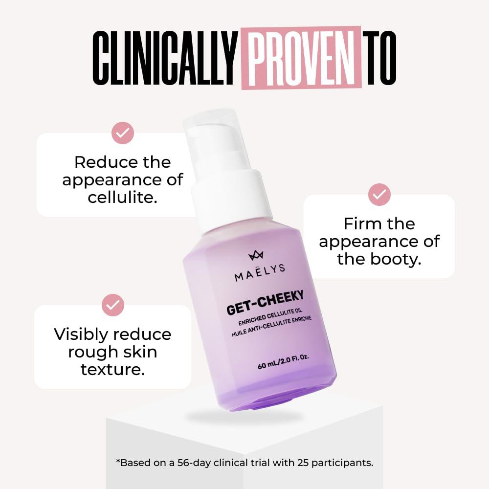 MAËLYS Cosmetics GET-CHEEKY Enriched Cellulite Oil - Shea Butter & Vitamin E Target the Look of Fatty Skin & Reduce The Appearance Of Cellulite - Image 3