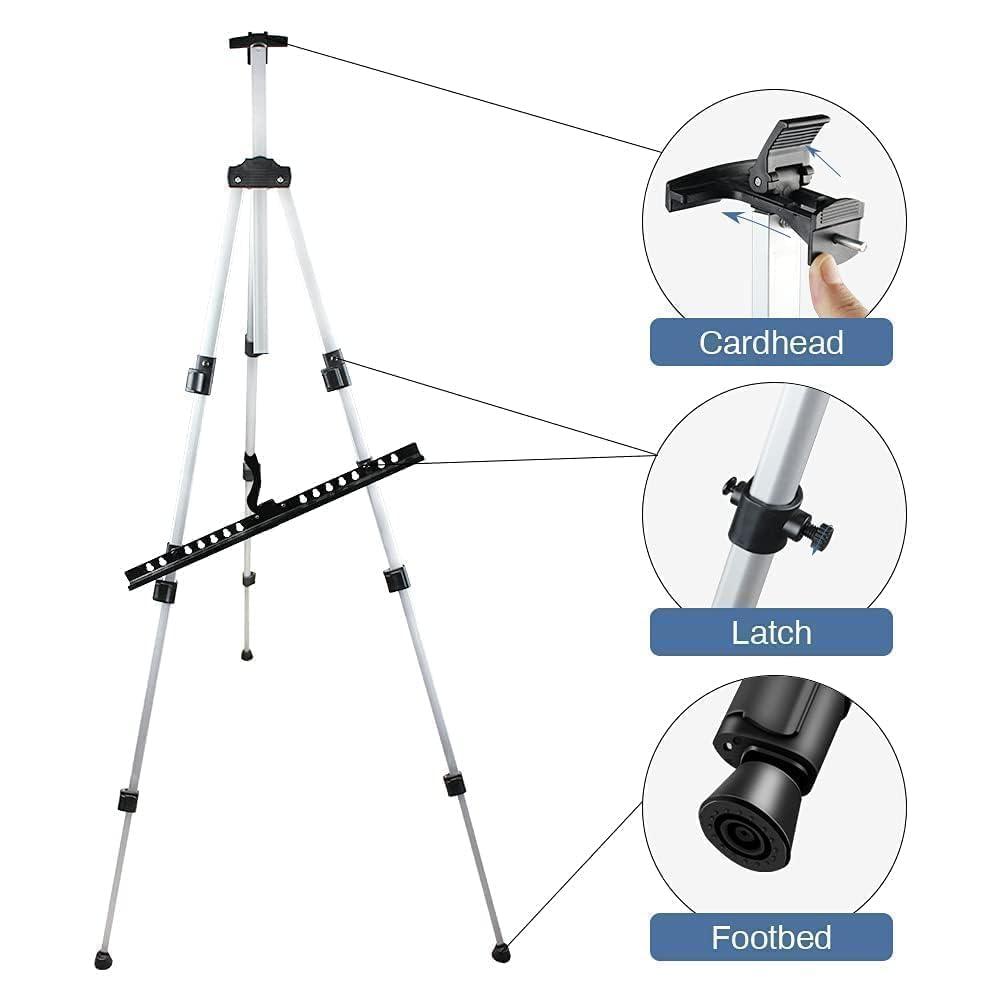 Art Easel Stand for Painting and Sign - RRFTOK Aluminum 66 Inch Metal Tripod Adjustable Portable Easels for Display - Canvas Stand for Table Top Floor Drawing for Artists Adult Holder or Teen - Image 6