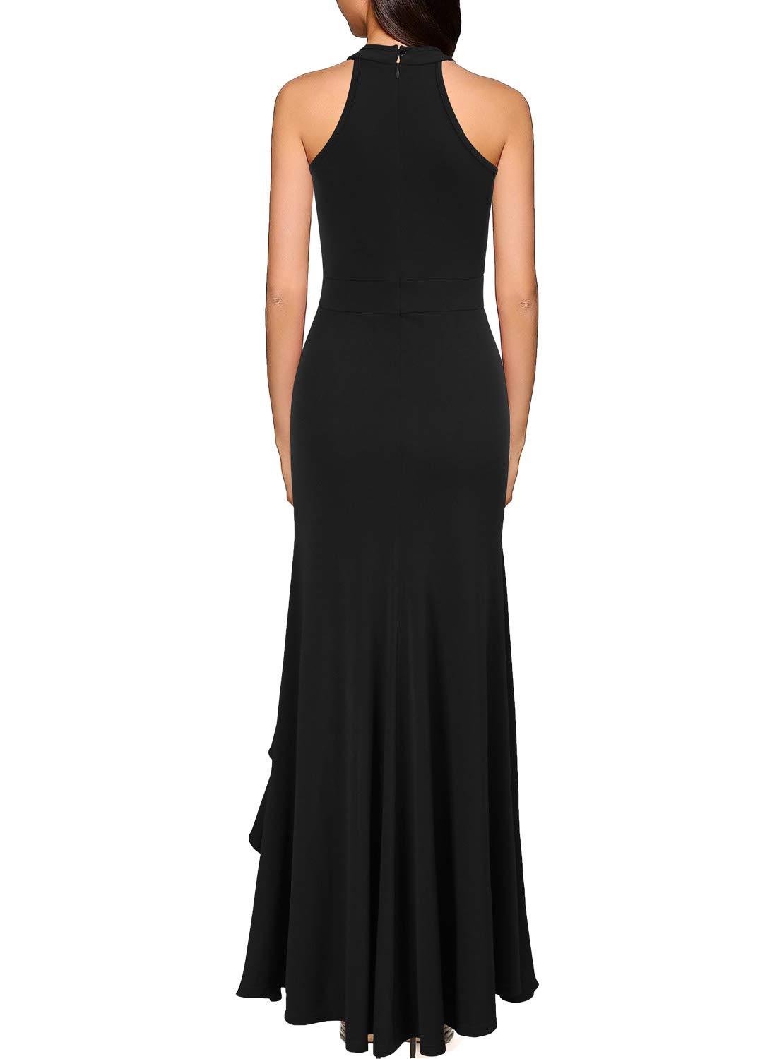 WOOSEA Women's High Neck Split Bodycon Mermaid Evening Cocktail Long Dress - Image 2