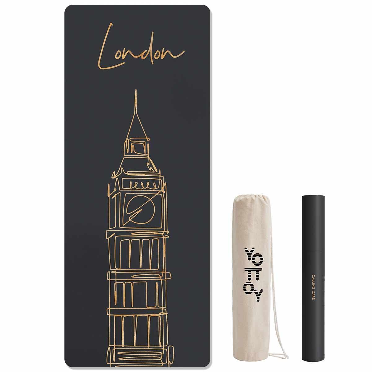 YOTTOY City Landmark Yoga Mat,72"x26"x6mm Hot Yoga Mat with coconut Anti-Tear Design and Friendly Natural Rubber Yoga Mat with Strap and Bag