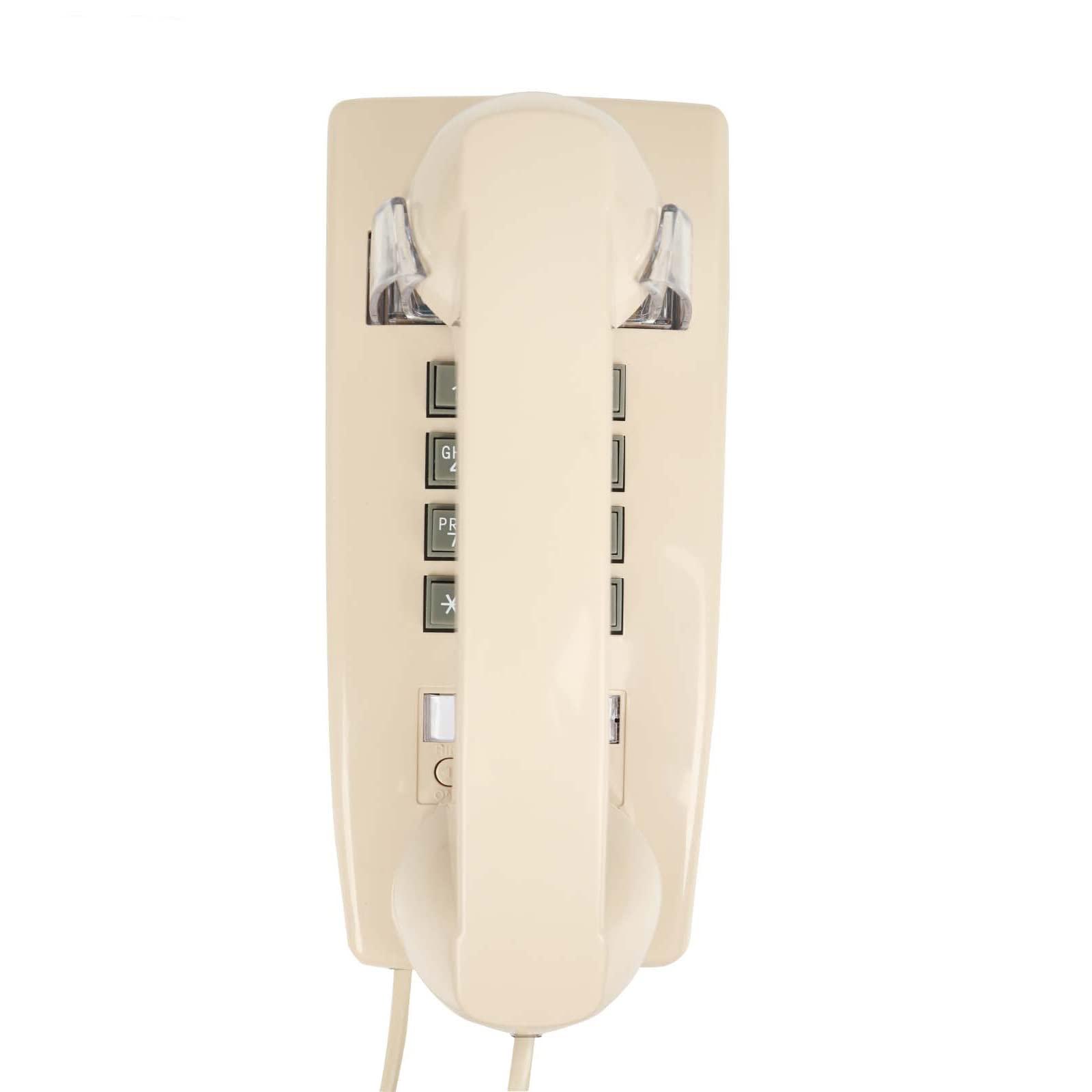 Wall Phone with Classic Design,Corded Wall Phone,Crisp Mechanical Ringer,Easy to Install, Retro Phone, Perfect for Kitchen,Living Room & Bedroom (Beige)