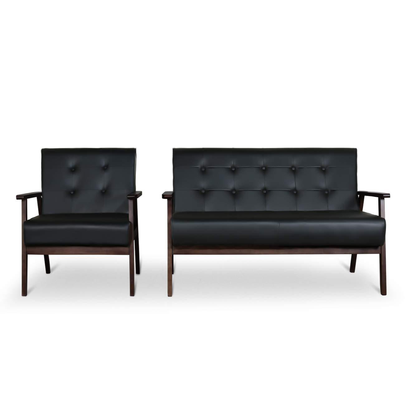 JIASTING Mid-Century Retro Modern Living Room Sofa Set with Loveseat and Seating Sofa Chair, Couch and Lounge Chairs - Image 4