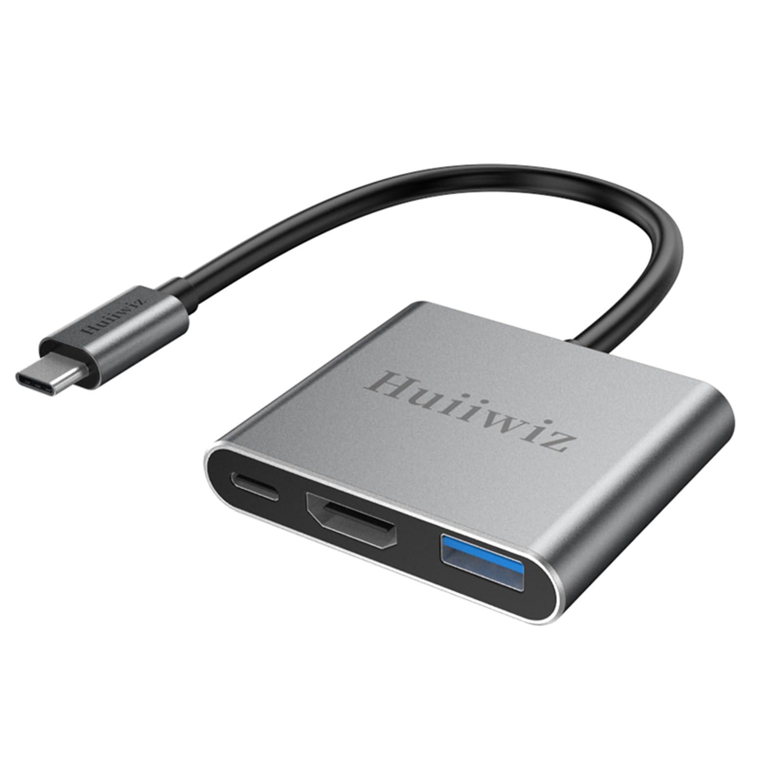 Huiiwiz USB C to HDMI Adapter for iPhone MacBook Mac iPad Switch, USBC HDMI Adapter with Multiport to TV Monitor Projector(4K, USB3.0, PD 100W)