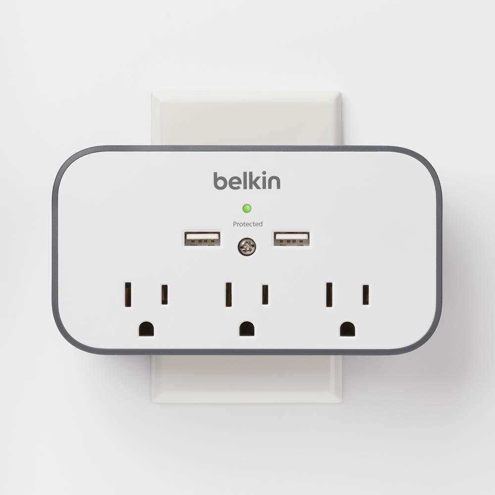 Belkin Wall Surge Protector - 3 Outlet w/ 2 USB Ports Mount with Premium Protection Against Surges Safe Charge for Mobile Devices, Tablets & More (540 Joules) - Image 5