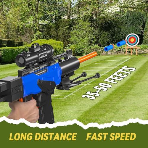 Toy Gun Automatic Sniper Rifle with Scope, Tactical Vest Kit, Toy Foam Blasters with 200 Soft Bullets, 2 Magazinine and Bipod, Electric Gun for Boys Age 8-12, Gifts for Birthday Christmas - Image 4