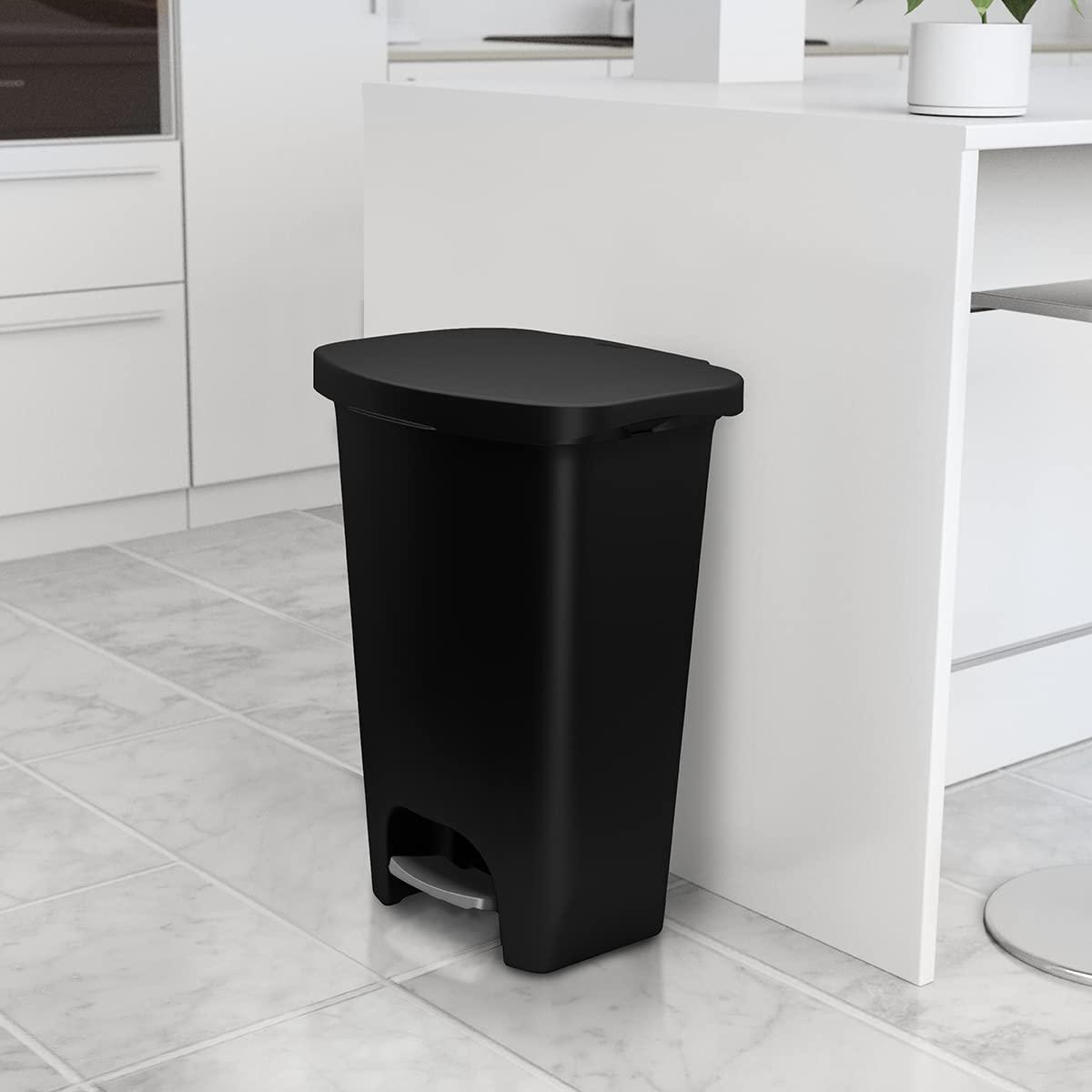 Glad 13 Gallon Trash Can | Plastic Kitchen Waste Bin with Odor Protection of Lid | Hands Free with Step On Foot Pedal and Garbage Bag Rings, Black - Image 5