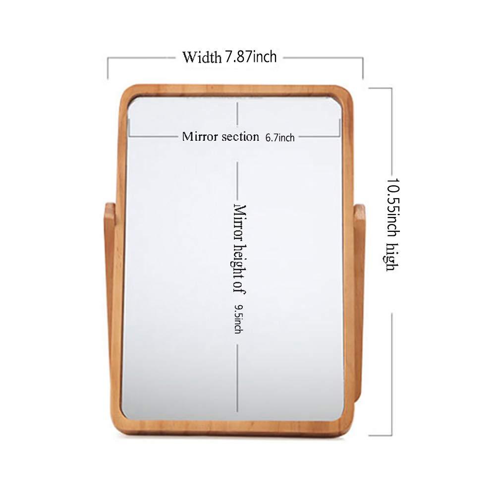 ZOROSY Desk Makeup Mirrors with Wood - Rectangle Wall-Mounted Mirrors Table Mirrors for Living Room Bedroom Birthday Gifts (10.5" L x 7.8" W) - Image 2