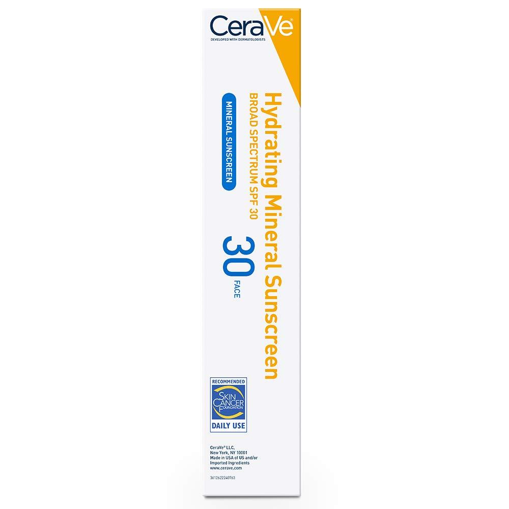 CeraVe 100% Mineral Sunscreen SPF 30, Face sunscreen With Zinc Oxide & Titanium Dioxide, Hyaluronic Acid + Niacinamide + Ceramides, Oil Free, Travel Size 2.5 oz - Image 14