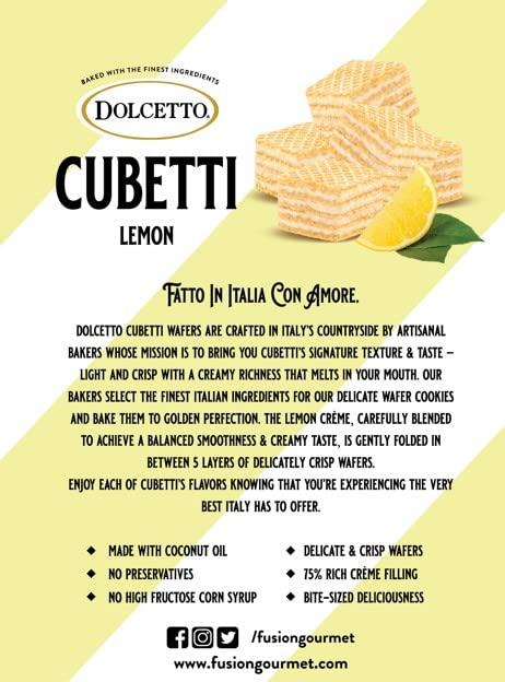 Dolcetto Cubetti Wafer Cookies, Lemon Flavor, 8.8 Ounce (Pack of 20), Cream Filled Bite Sized Crispy Wafer Cookies, Made in Italy, Halal - Image 5