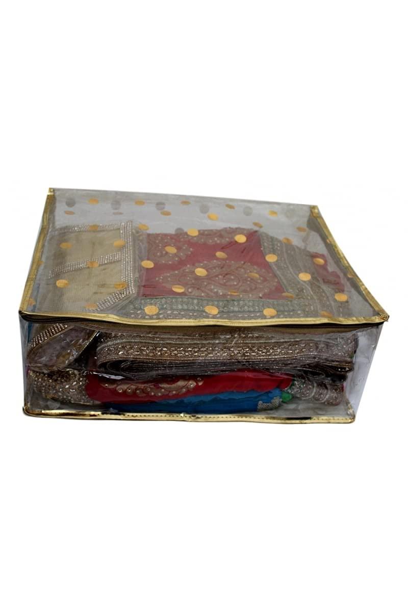 SRB12-L Set of 5 Transparent Garment Storage Bag, Saree Covers, Saree Bag, Sari Storage Bags, Wardrobe Organiser, Clothes Storage Bag, Indian Wedding Gift Packing - Image 2