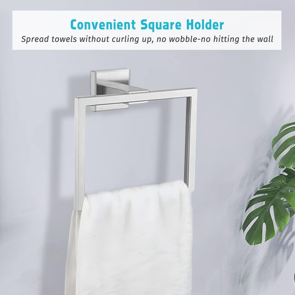 4-Piece Bathroom Hardware Accessories Set, Towel Bar Sets Include Towel Bar Towel Holder Toilet Paper Holder Towel Hook,16 inch Bath Accessories Kit, Brushed Nickel - Image 4