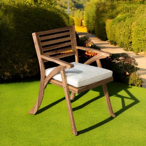 Christopher Knight Home Hermosa Outdoor Acacia Wood Arm Chairs, 2-Pcs Set, Teak Finish / Cream - Image 5