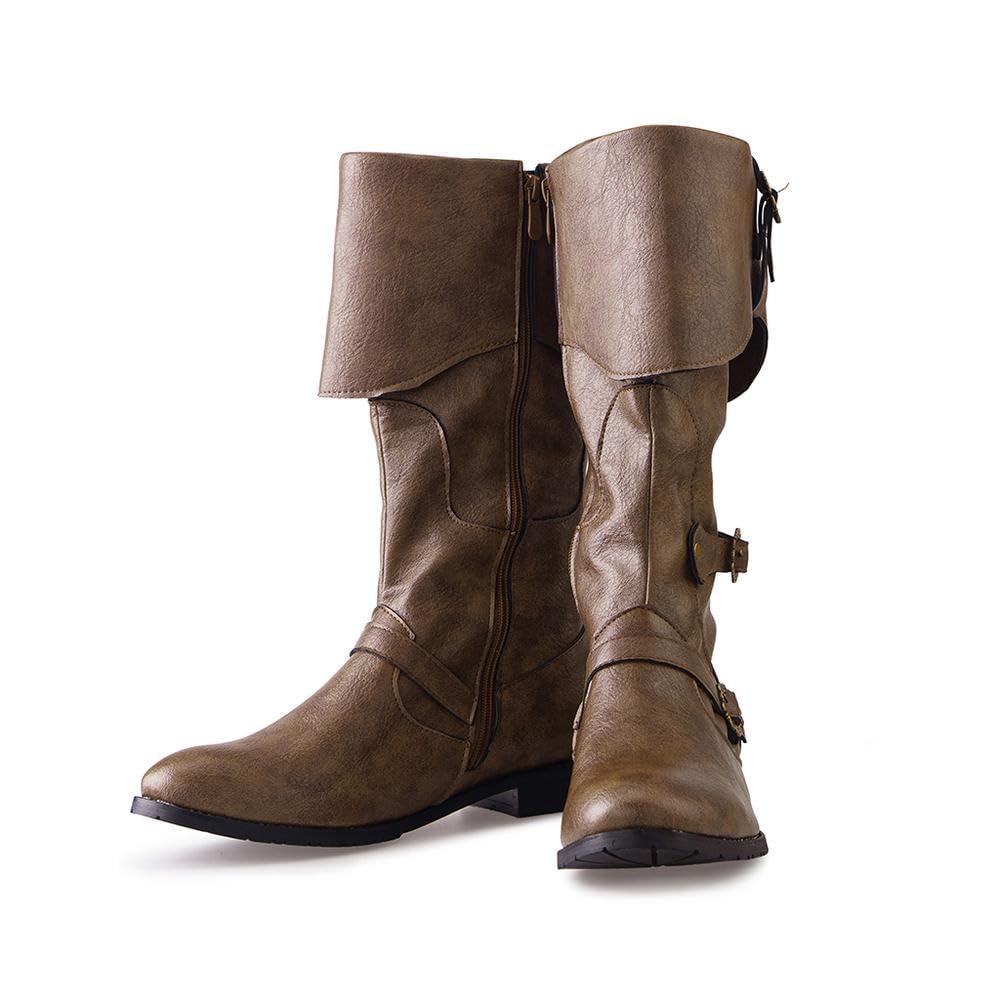DUNHAO COS Men's Faux Leather Medieval Boots Viking Pirate Costume Boots Renaissance Faire Cosplay Shoes - Image 2