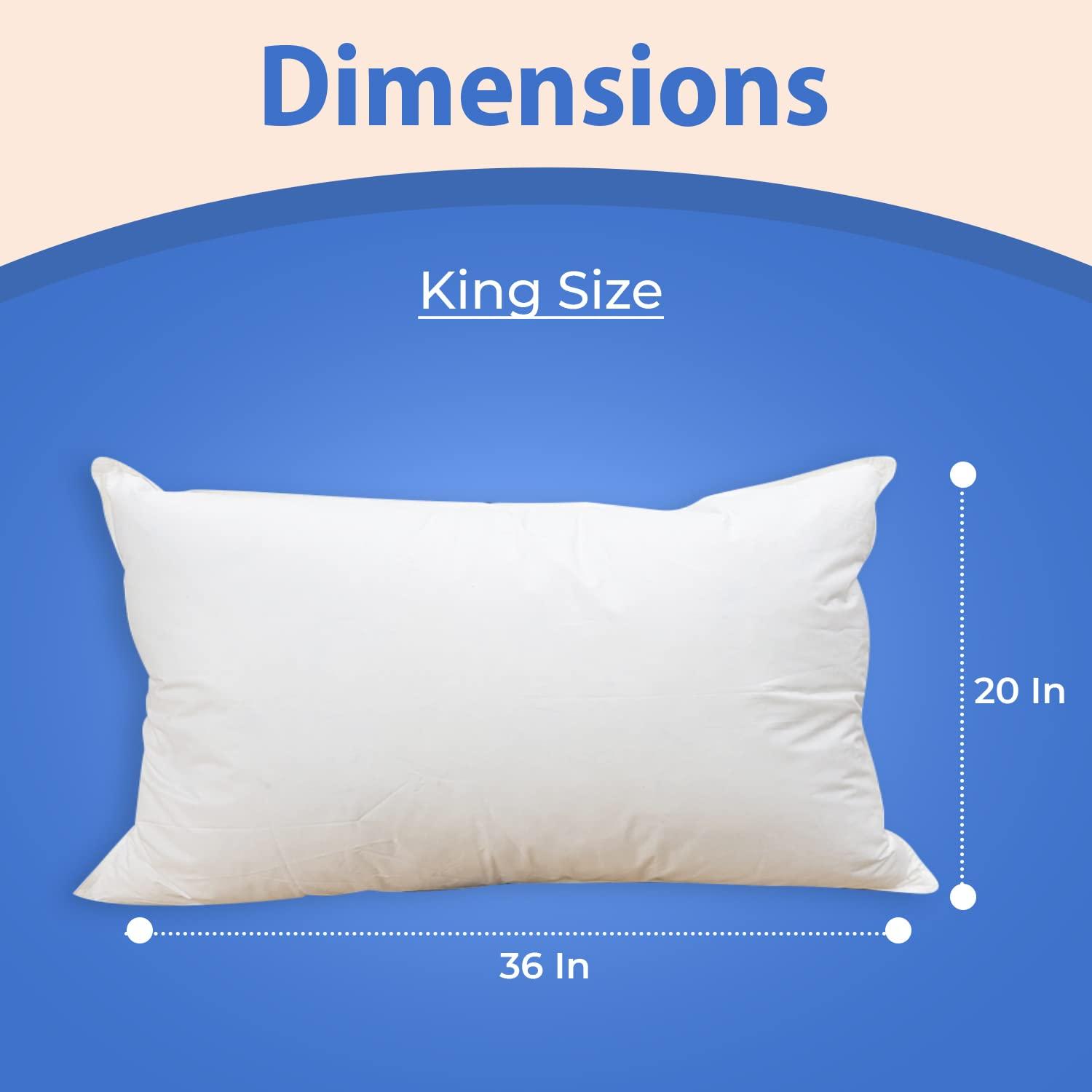 Firm Goose Down Pillow 2 Pack King Size 36 Ounce 20x36 Inch RDS Certified Fine Cotton Shell - Made in USA - Firm White Down Pillow - Image 2