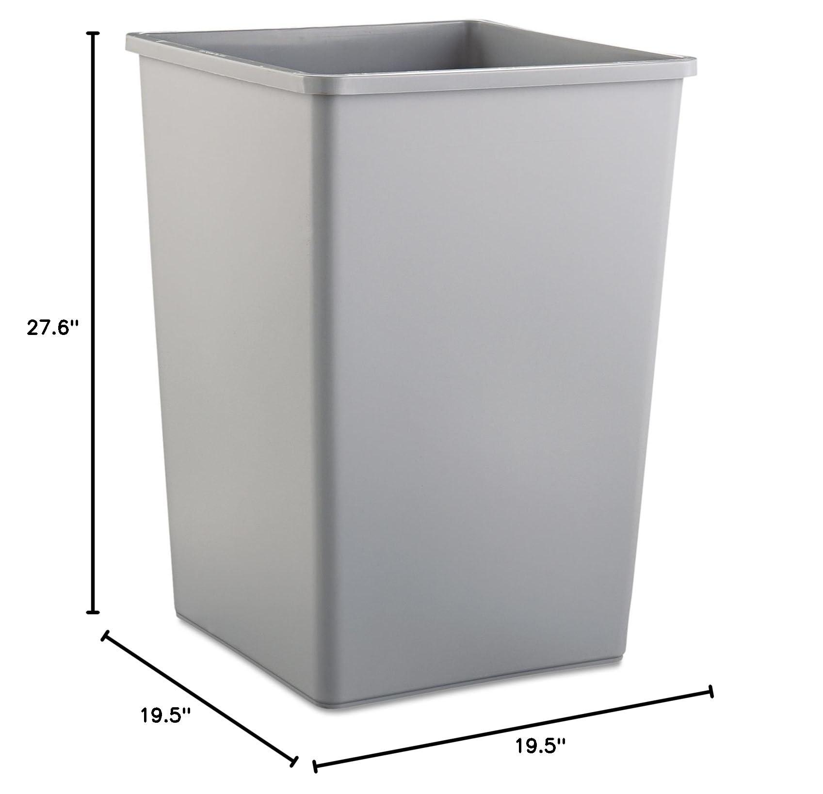Rubbermaid Commercial Products Untouchable 35 Gal Square Trash Container, Gray, for Offices/Mailrooms/Classrooms/Areas of High Waste Generation - Image 5