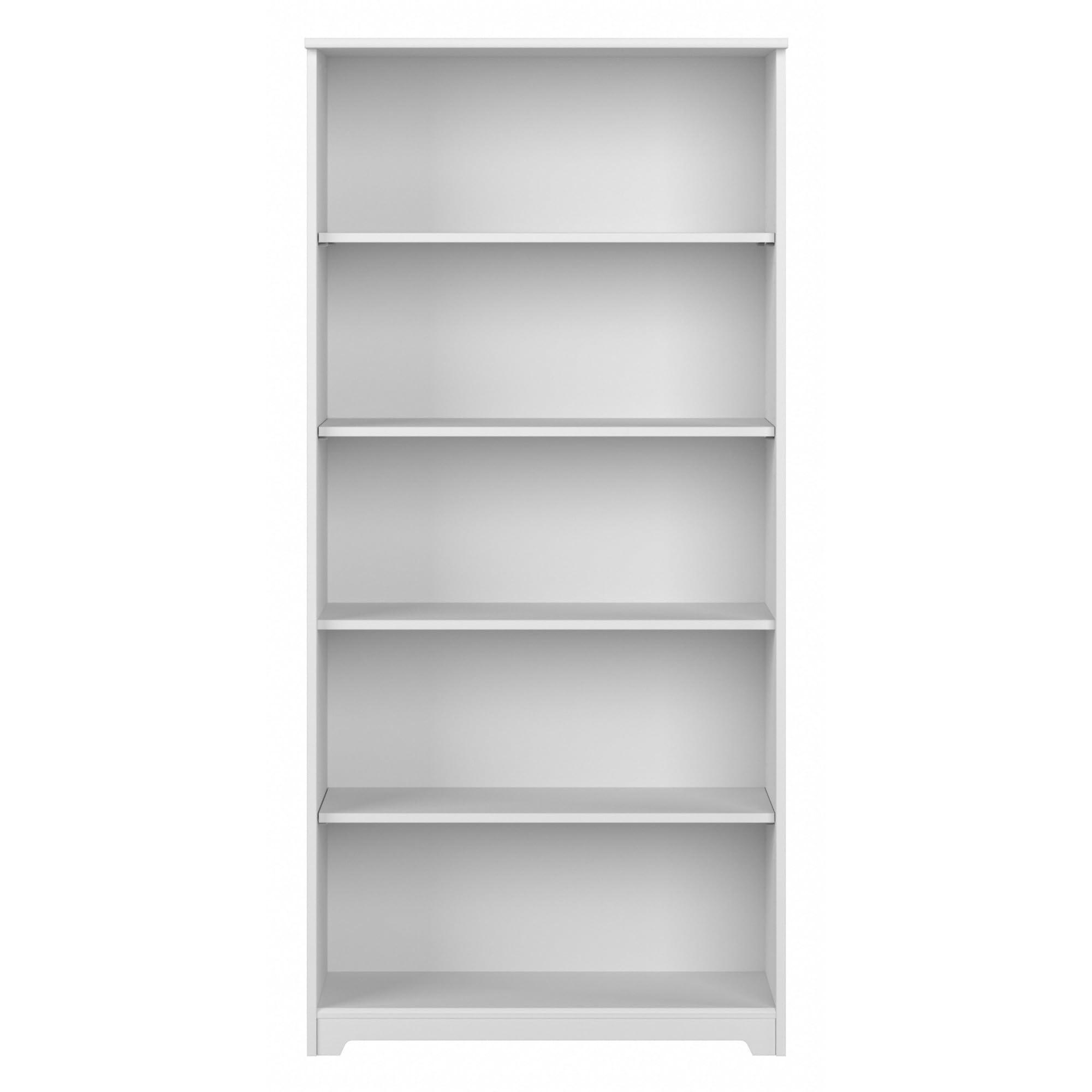 Bush Furniture Tall 5 Shelf Bookcase, Large Open Bookshelf, Sturdy Display Cabinet for Living Room or Home Office, Cabot Collection, White - Image 8