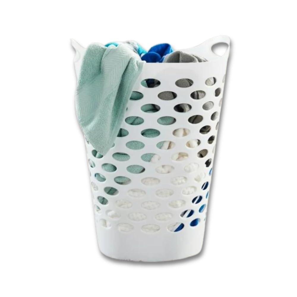 Tall Flex Laundry Basket Tall Plastic Hamper for Clothes, Bedroom, and Storage With handles 17.75" x 17.25" x 26" - Image 3