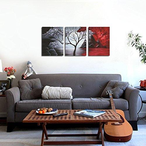 Wieco Art The Cloud Tree 3 Panels Modern Giclee Canvas Prints Artwork Abstract Seascape Paintings Reproduction Sea Beach Pictures Printed on Canvas Wall Art for Home Decorations Wall Decor - Image 2
